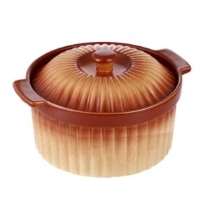 Vas ceramica cu capac pentru cuptor, cantitate 2 litri, diametru 24 cm, inaltime 13,5