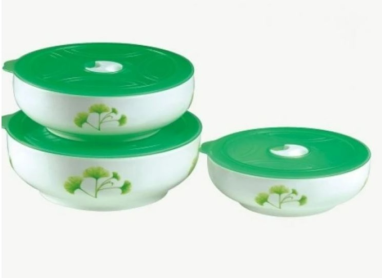 Set 3 caserole din ceramica pentru depozitare cu capac, Peterhof la karini.ro - verde